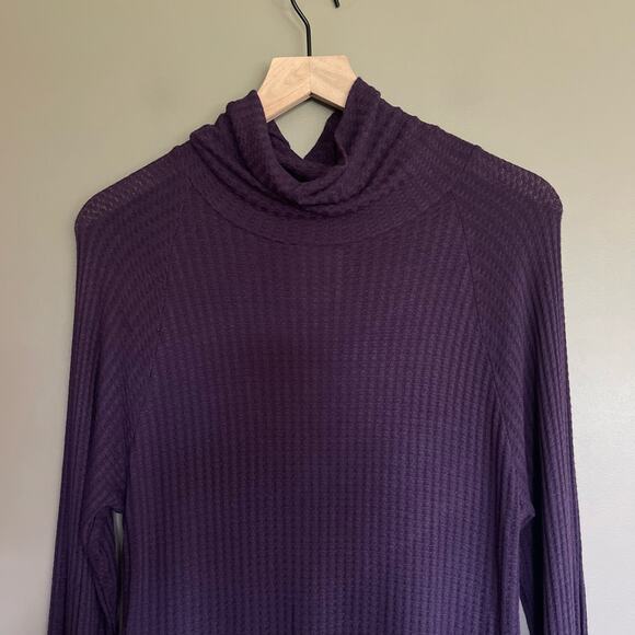 Chaser Waffle Knit Turtleneck Amethyst Purple Size Large Casual Comfortable - Picture 4 of 16